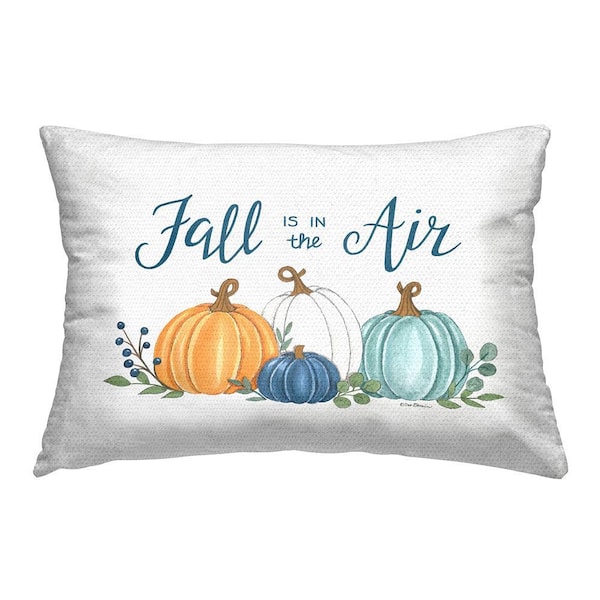 Fall In The Air Pumpkins White Rectangular Outdoor Throw Pillow