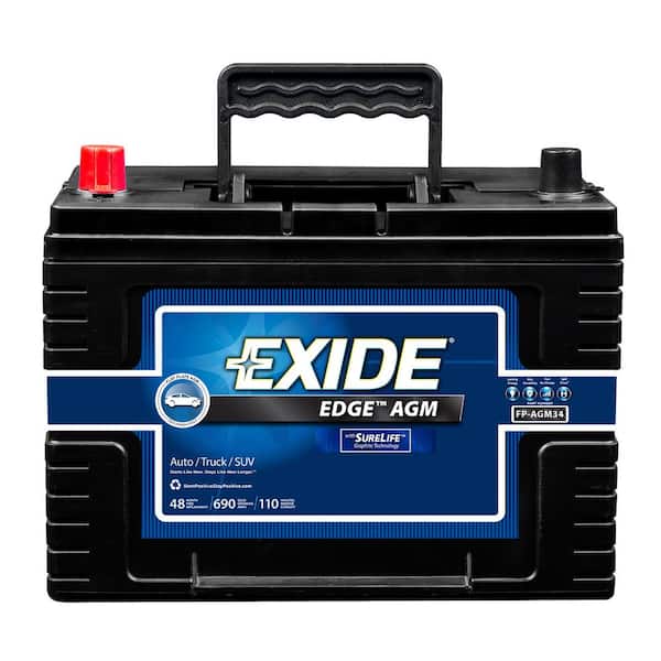 Exide Edge 12 volts Lead Acid 6-Cell 34 Group Size 690 Cold Cranking Amps (BCI) Auto AGM Battery