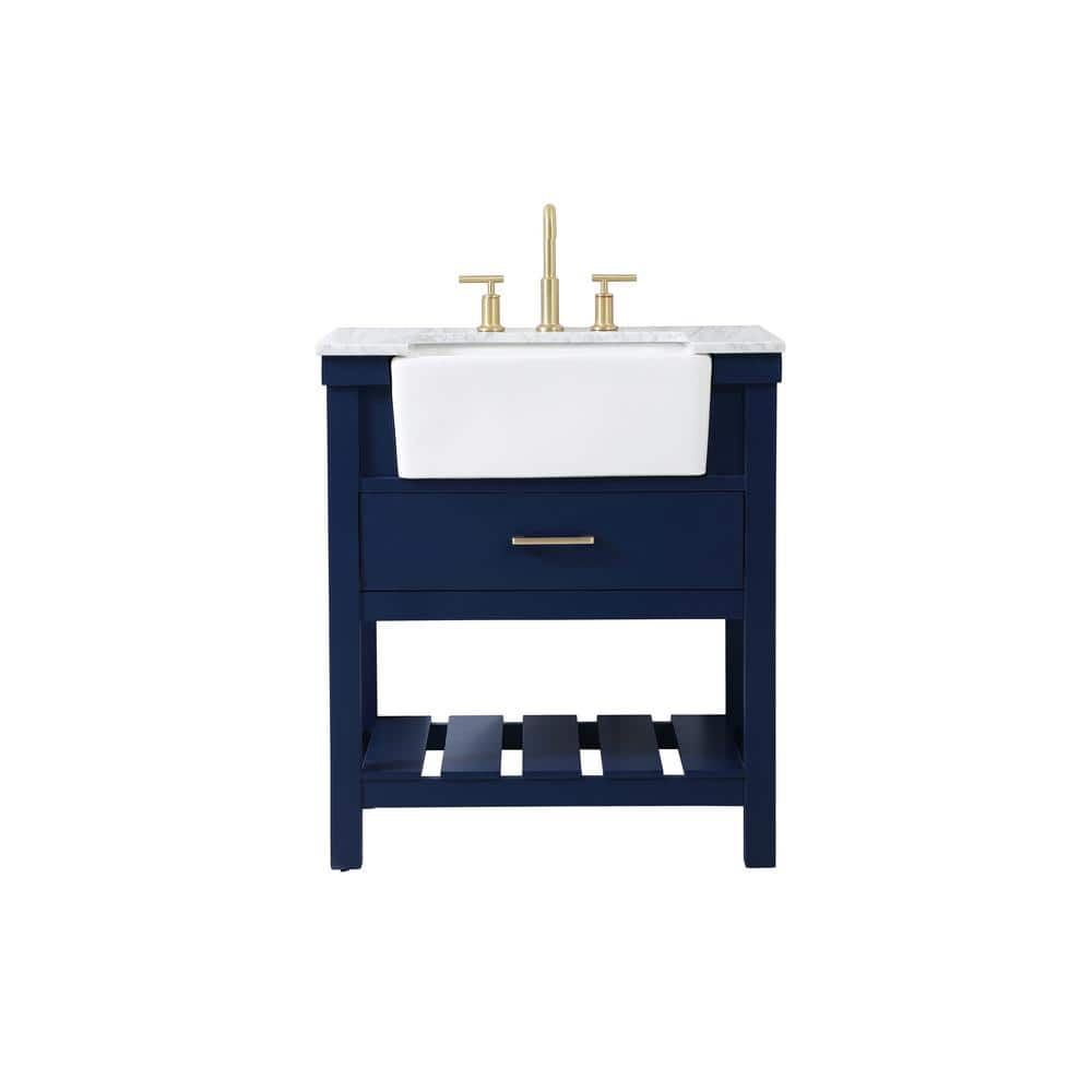 Simply Living 30 in. W x 22 in. D x 34.125 in. H Bath Vanity in Blue with C