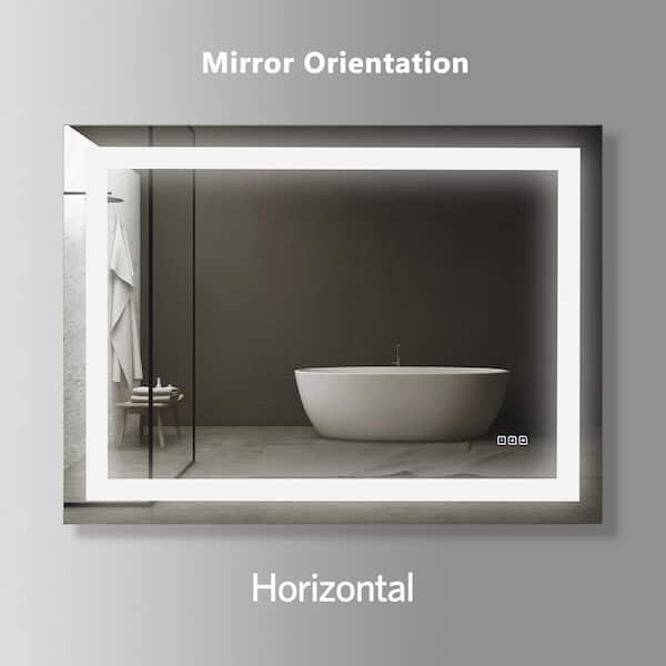 KINWELL 48 in. W x 36 in. H Frameless Rectangular LED Light Bathroom Vanity Mirror, Glass