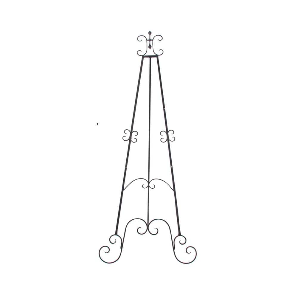 DecMode 32  x 69  Black Metal Extra Large Free Standing Adjustable Display Stand 3 Tier Scroll Easel with Chain Support  1-Piece