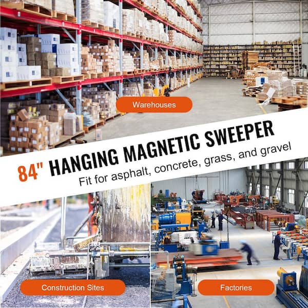 Hanging Magnetic Sweeper Pickup Tool, 120 lbs. Nail Hang-Type Magnetic Forklift Sweeper, Steel Hunting Accessories