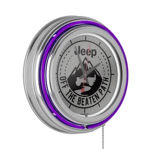 Jeep Purple Black Mountain Lighted Analog Neon Clock