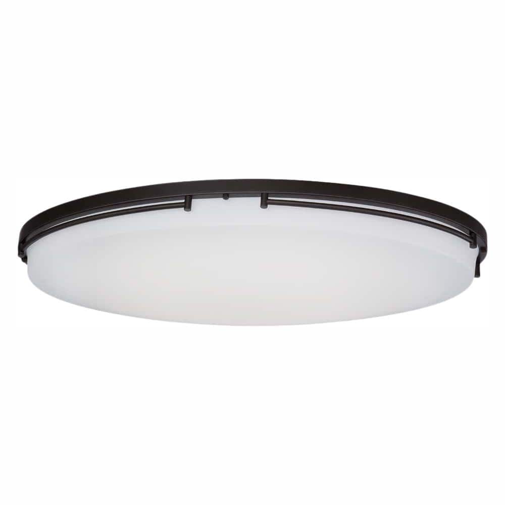 Hampton Bay 32 in. Oval 1-Light Oil Rubbed Bronze Dimmable LED Flush Mount -  HB2112LED-237