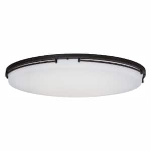 32 in. Oval 1-Light Oil Rubbed Bronze Dimmable LED Flush Mount