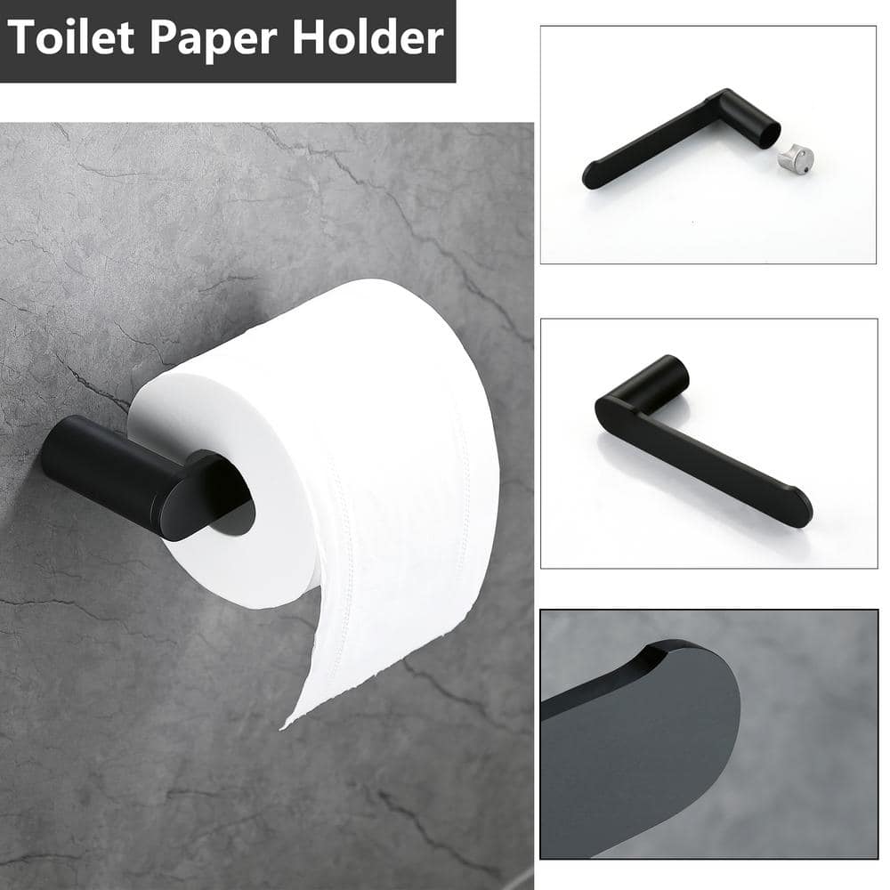 Matte Black Stainless Steel 5-Piece Bathroom Hardware Set
