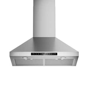 30in. 900 CFM Convertible Wall Mount Range Hood in Stainless Steel with LED Lights, Carbon Filters and Touch/Remote