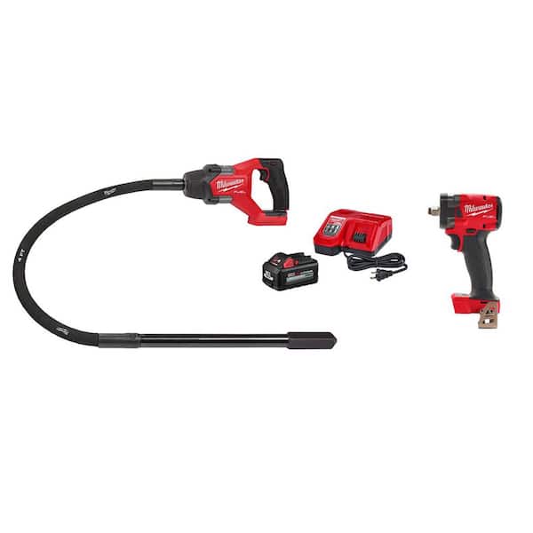 M18 FUEL 18V Lithium-Ion Brushless Cordless 4 ft. Concrete Pencil Vibrator Kit w/ 6.0 Ah Battery & Impact Wrench