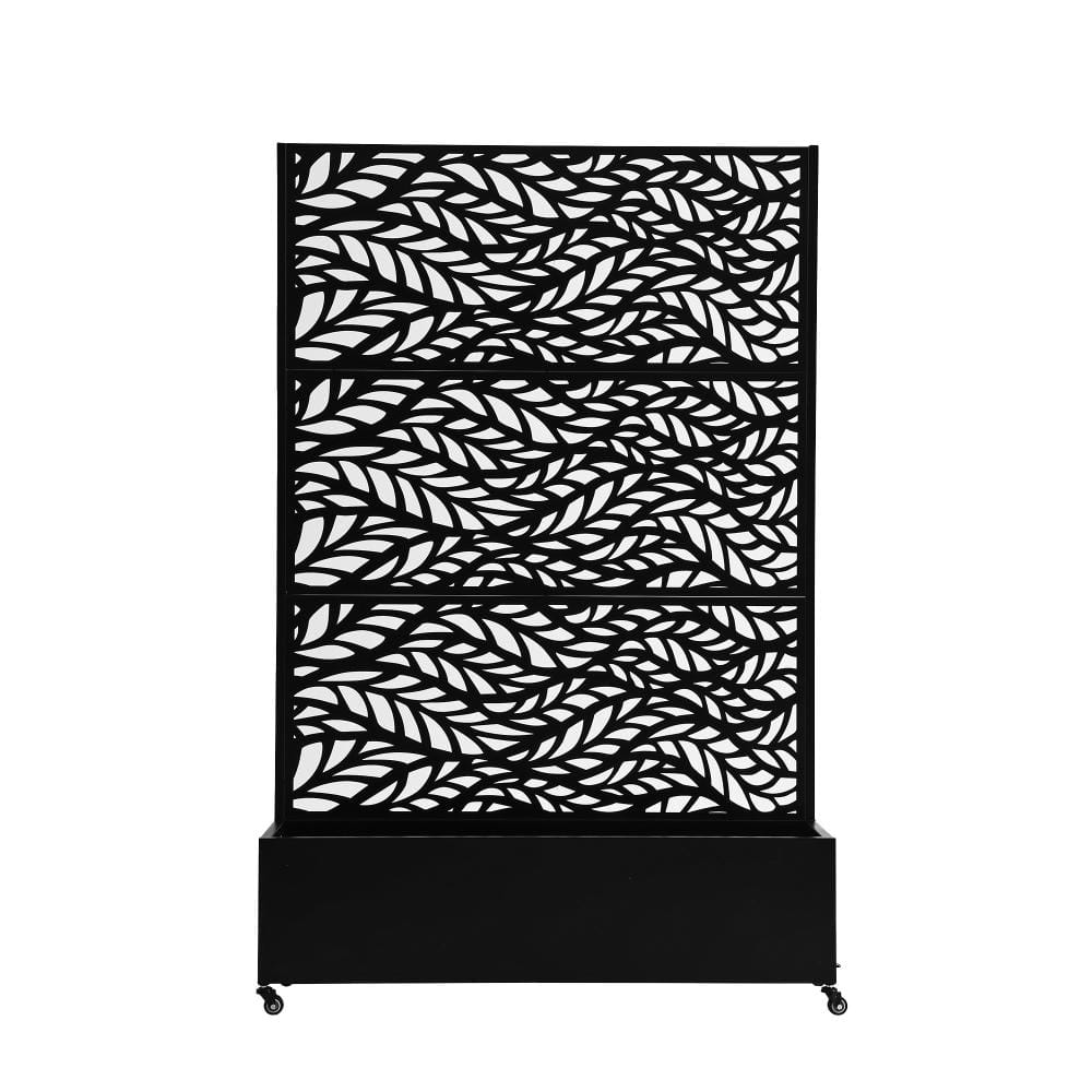 70.8 in. H × 47.2 in. W Black Privacy Metal Garden Fence Screen Panels with Planter Box and Lockable Wheels price history on PriceWatchPro