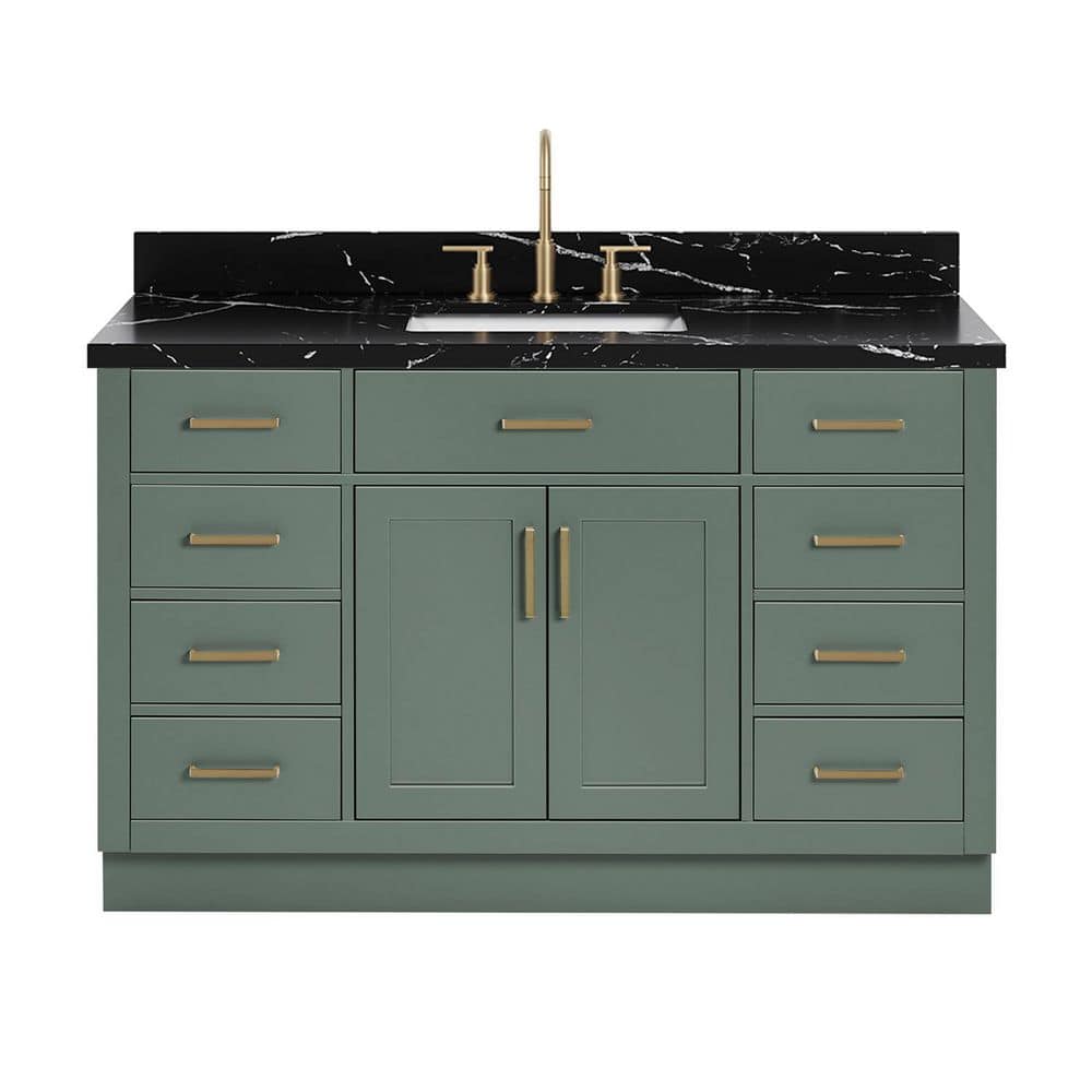 Hepburn 54 in. Single Sink Freestanding Bath Vanity in Vintage Sage Green with Nero Marquina Black Quartz Top price history on PriceWatchPro