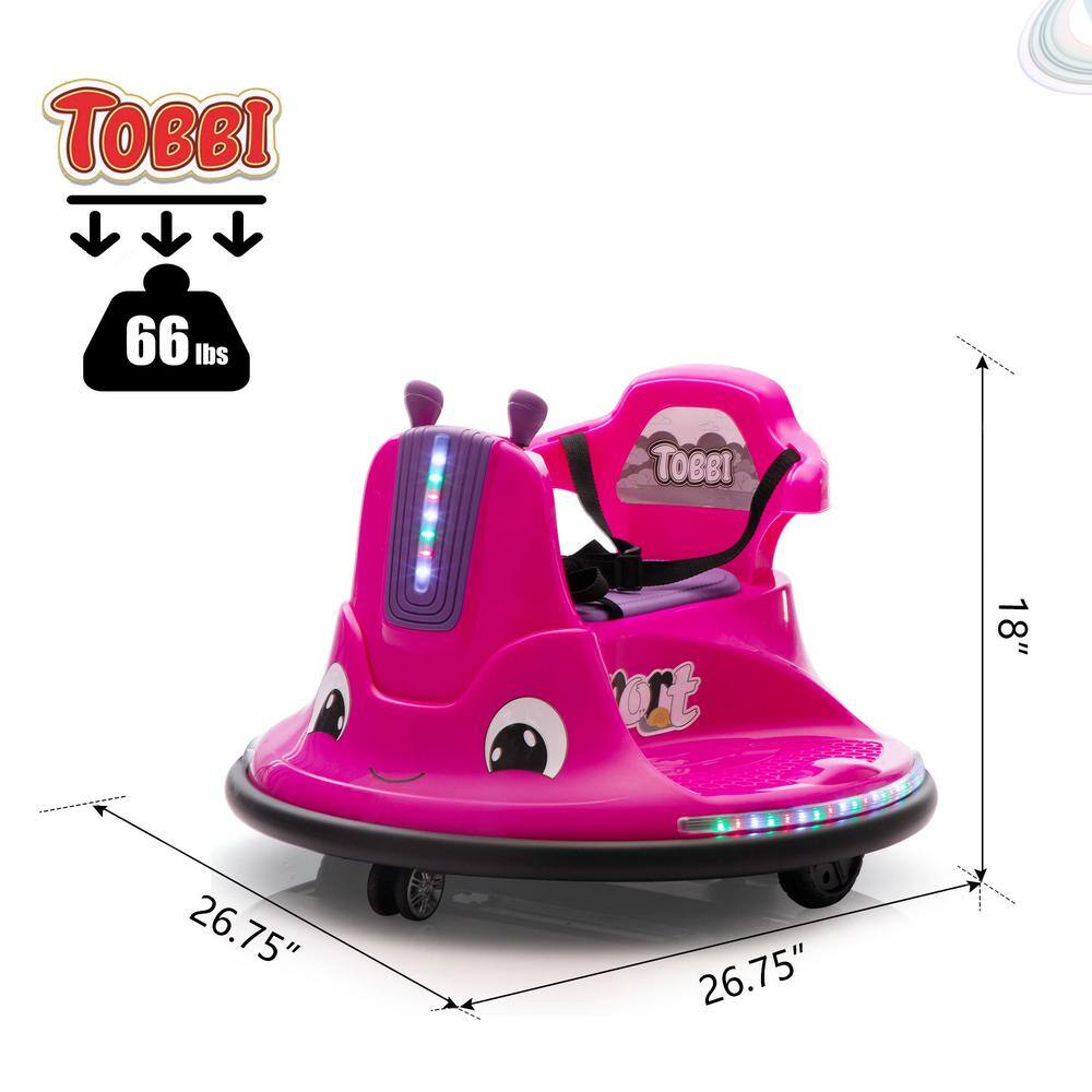 Pink 12-Volt Kids Electric Bumper Car with LED Lights