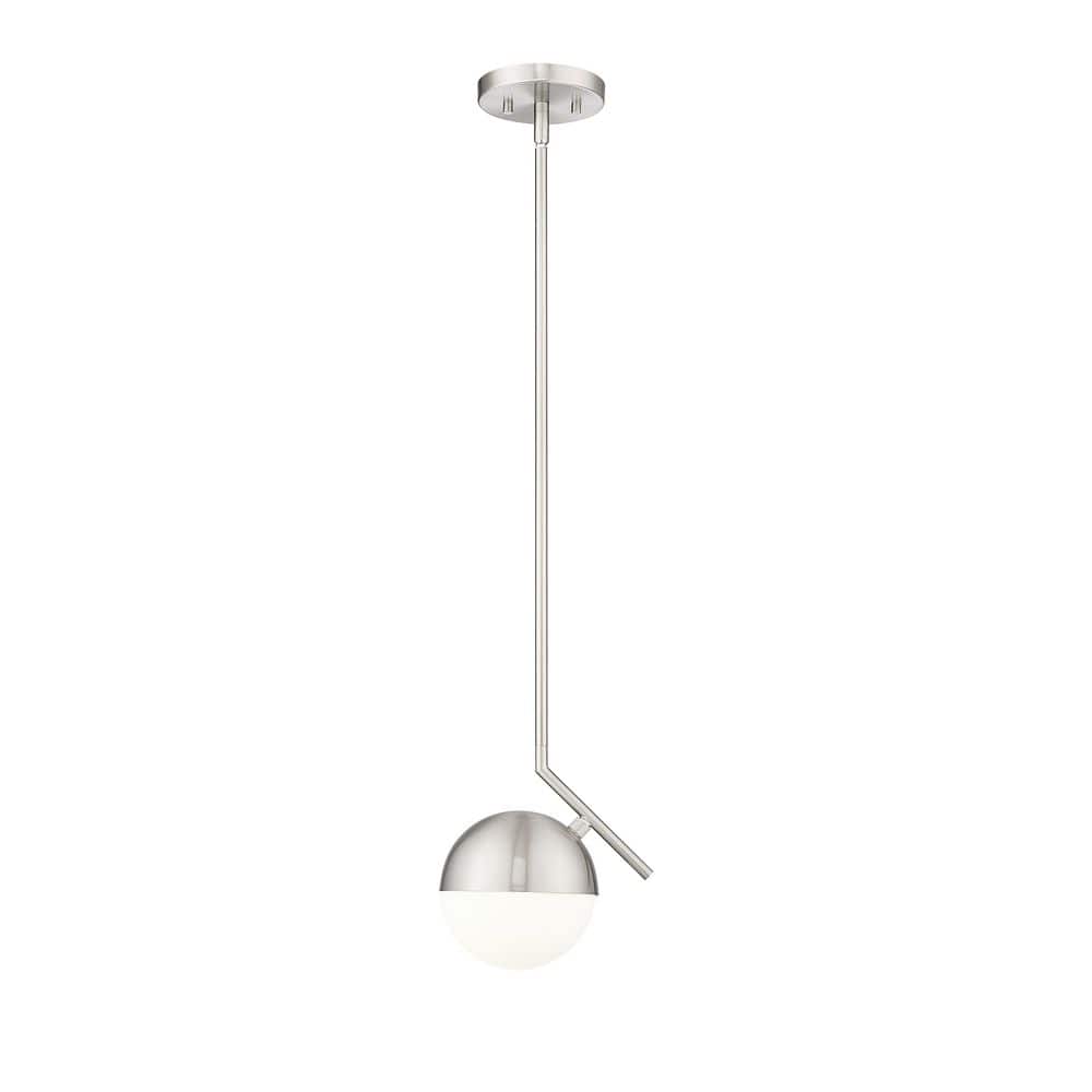 Realm Sphere 8.5 in. Brushed Nickel 1 Light Pendant with Matte Opal Glass S