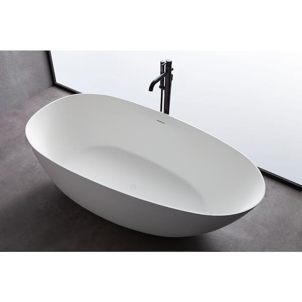 Unbranded 70.8 in. Stone Resin Flatbottom Non-Whirlpool Bathtub in White