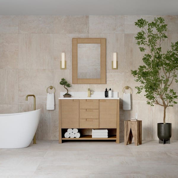 Solene 47.75 in. W x 23.38 in. D x 34.75 in. H Single Bath Vanity Cabinet Without Top in Seaside Oak