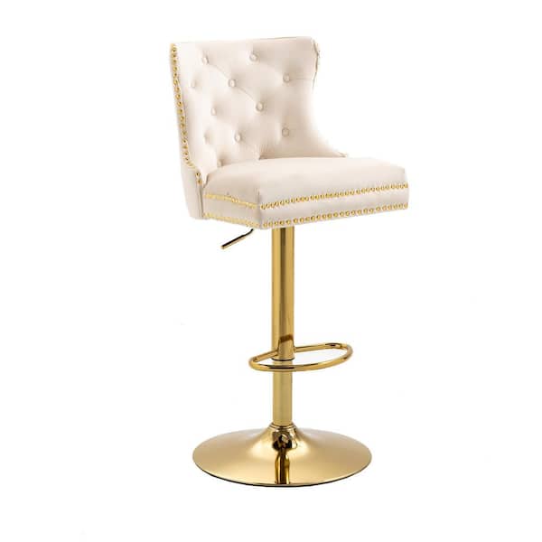 Unbranded 46.46 in. Ivory Bar Stools with Low Back and Footrest Counter Height Bar Chairs