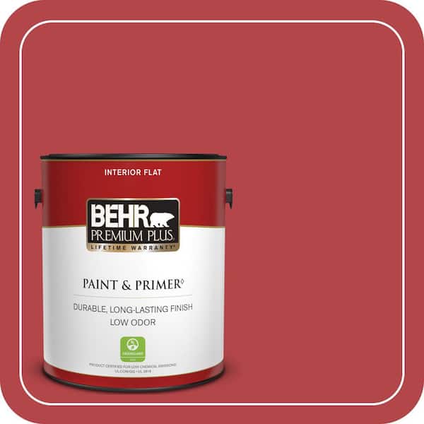 BEHR PREMIUM PLUS 1 gal. Home Decorators Collection #HDC-SM14-10 Intrigue Red Flat Low Odor Interior Paint & Primer