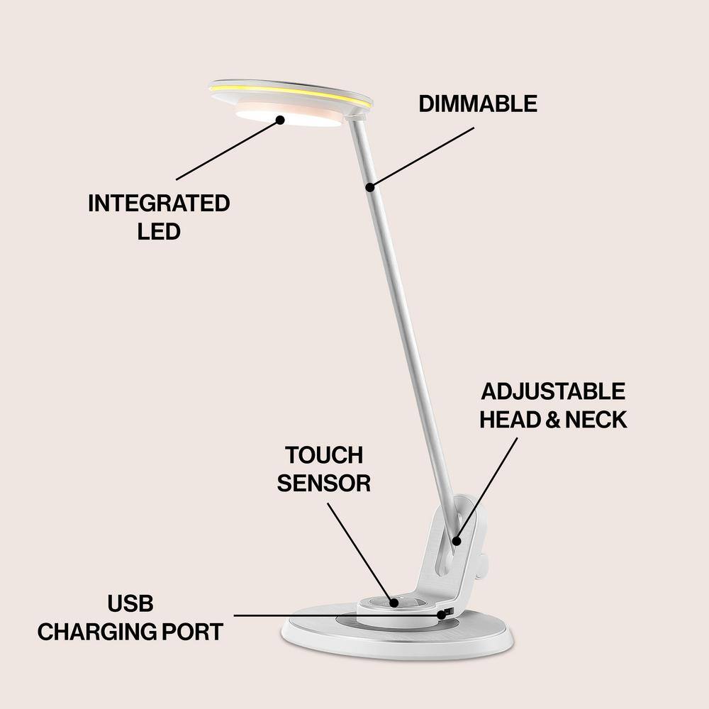 Dixon Silver Adjustable LED Task Lamp with USB Charging