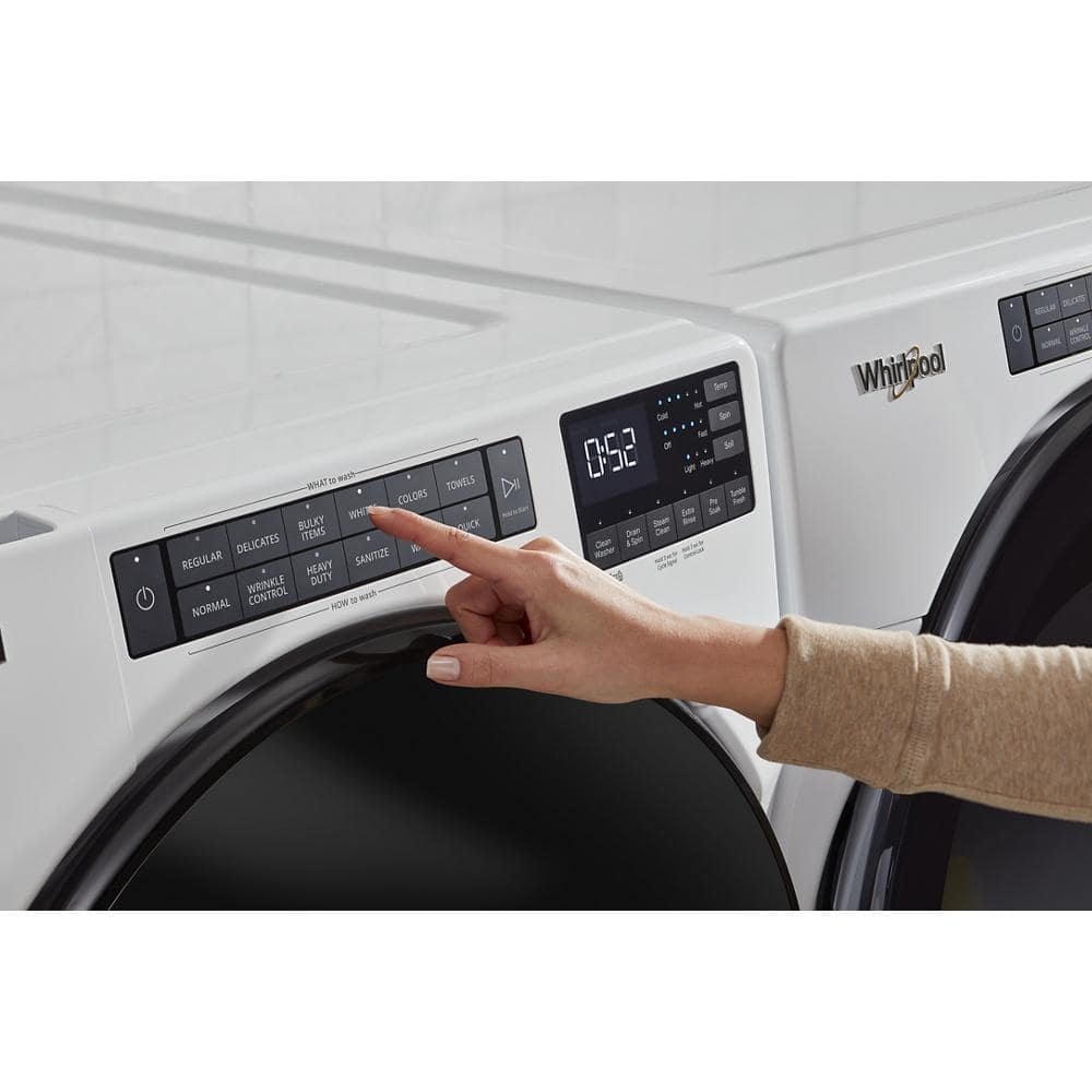 Whirlpool 5.0 Cu. Ft. White Front Load Washer with Steam Setting