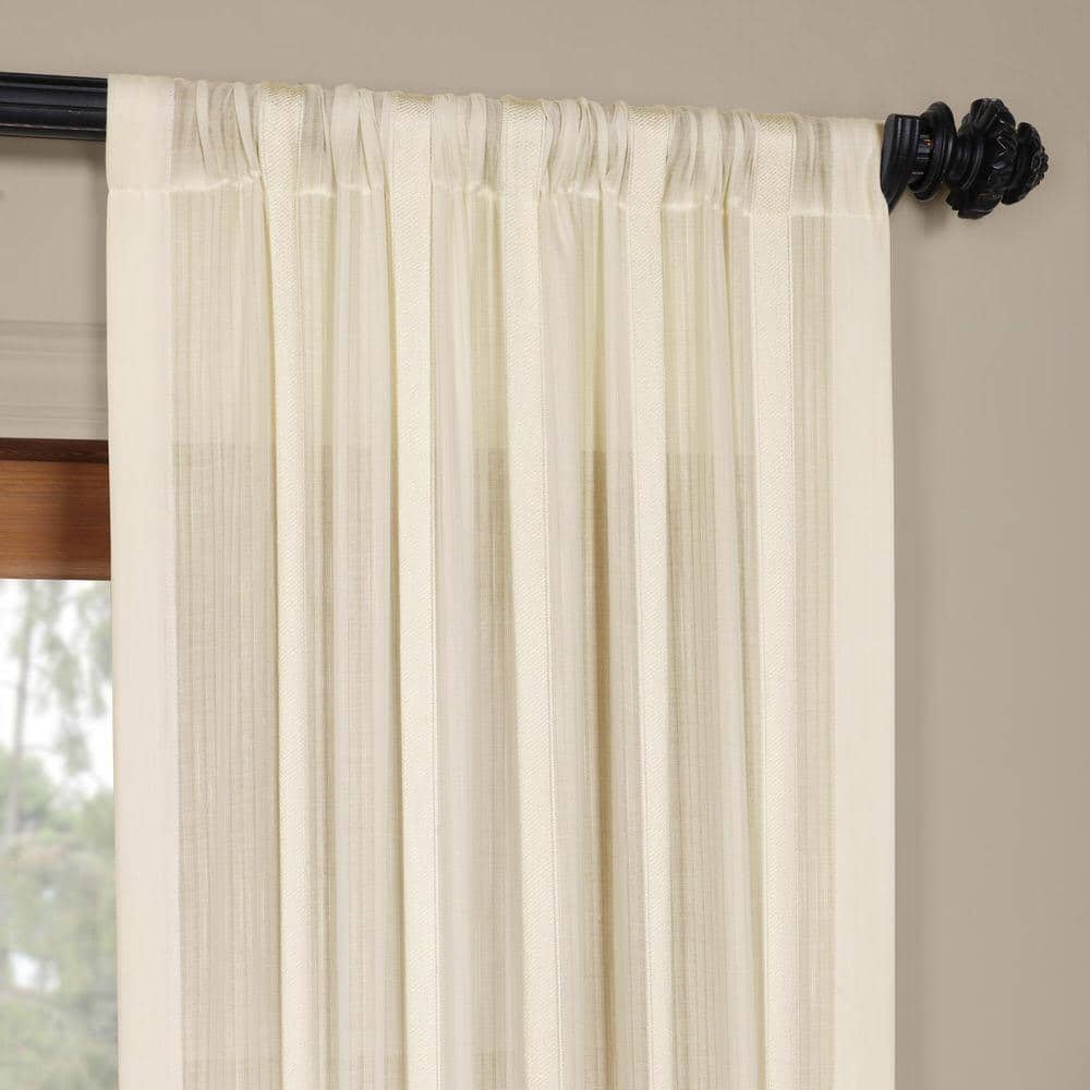 Antigua Off White Linen Blend Sheer Curtain Panel 50" x 84"