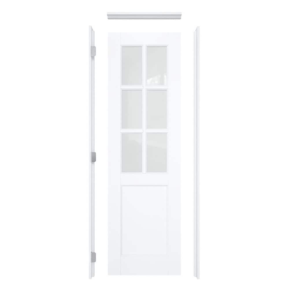 24 in. x 80 in. Right-Hand 6-Lite Frosted Glass White Solid Core Wood Single Prehung Interior Door+ Quick Assemble Jamb price history on PriceWatchPro