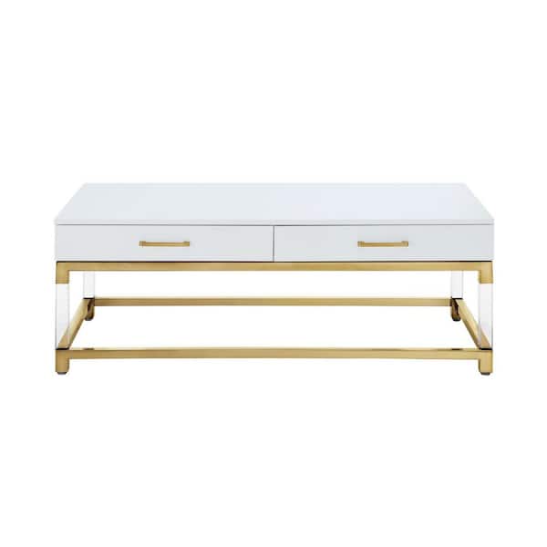 46.50 in. White Rectangle MDF Coffee Table