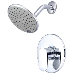 i1 1-Handle Wall Mount Shower Faucet Trim Kit in Polished Chrome with Rain Showerhead (Valve not Included)