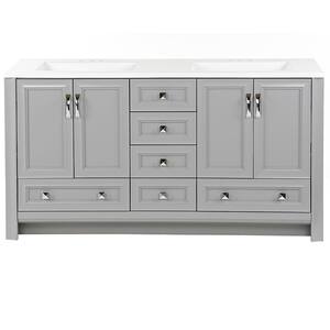 Candlesby 60 in. W x 19 in. D Bath Vanity in Sterling Gray with Cultured Marble Vanity Top in White w/ White Sink