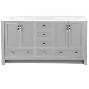 Candlesby 60.25 in. W x 18.75 in. D Bath Vanity in Sterling Gray with Cultured Marble Vanity Top in White with 2 Sinks