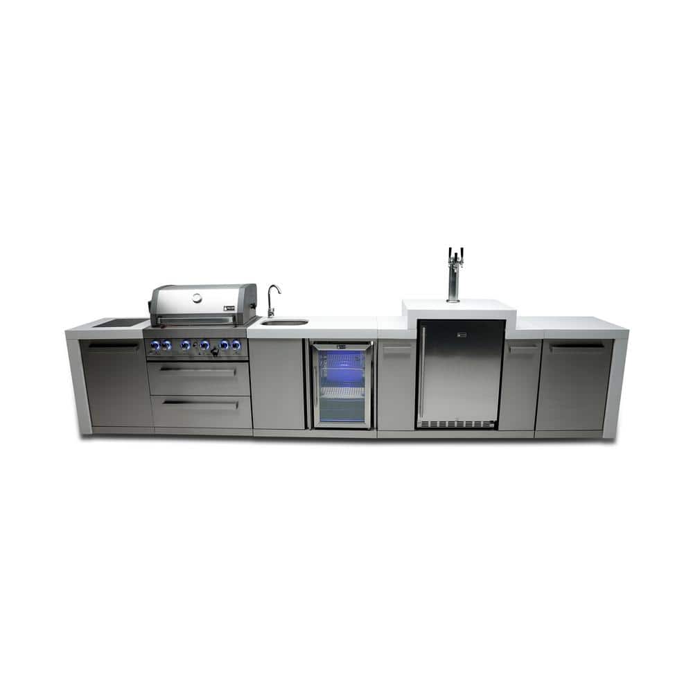 Deluxe Series 4 Burner Outdoor Kitchen + Beverage Center Kegerator Propane Natural Gas Grill Island in Stainless Steel price history on PriceWatchPro