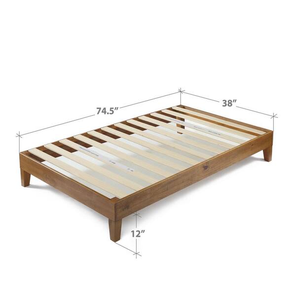 zinus 12 inch deluxe solid wood platform bed with headboard