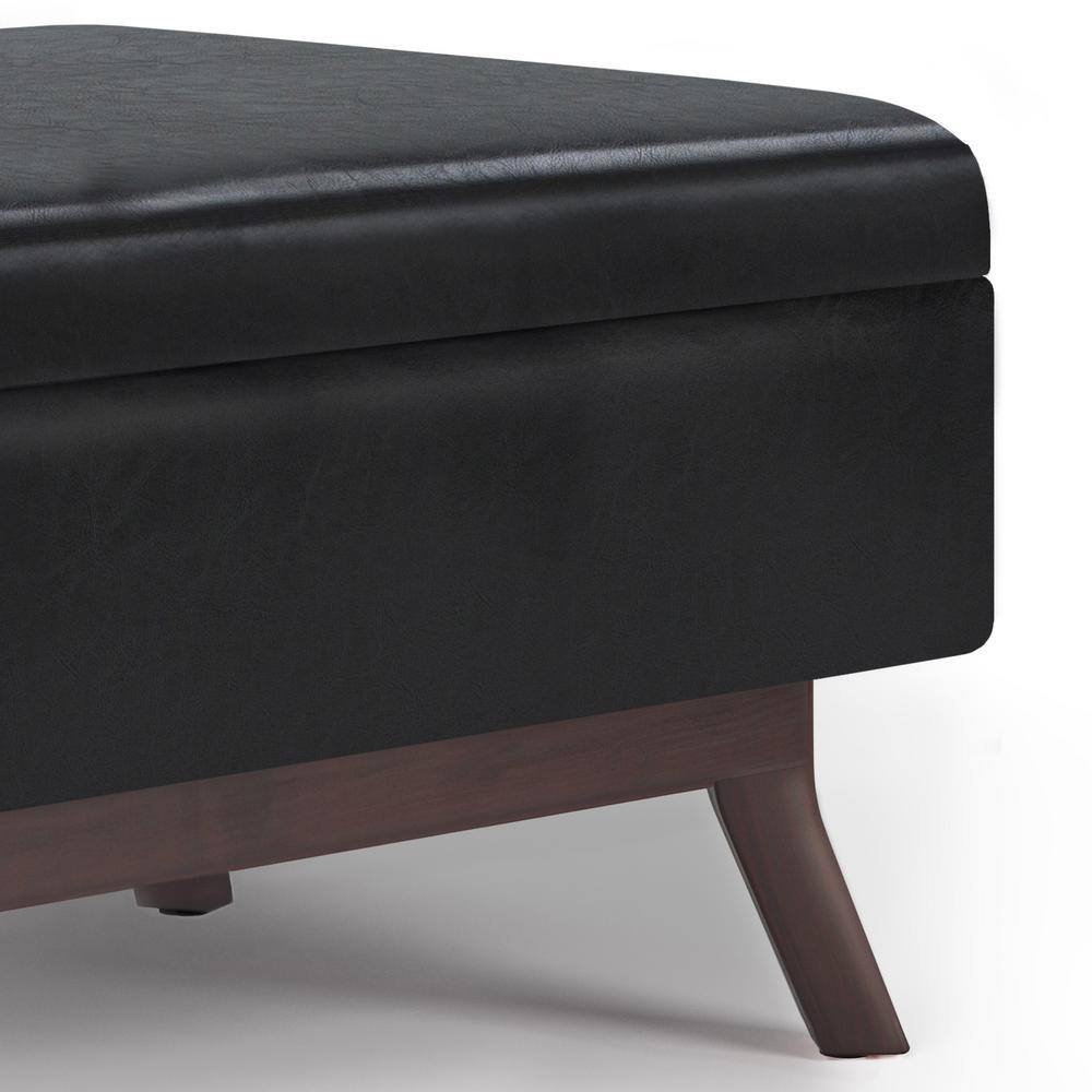 Owen 36" Midnight Black Faux Leather Storage Ottoman Coffee Table