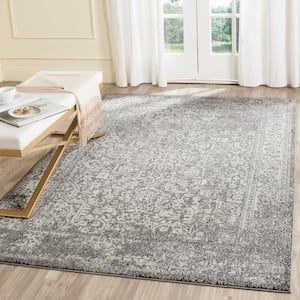 Evoke Gray/Ivory 3 ft. x 3 ft. Square Border Area Rug