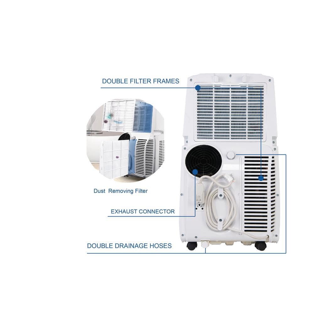 AireMax 8,000 BTU White Portable Air Conditioner with Heater and Remote