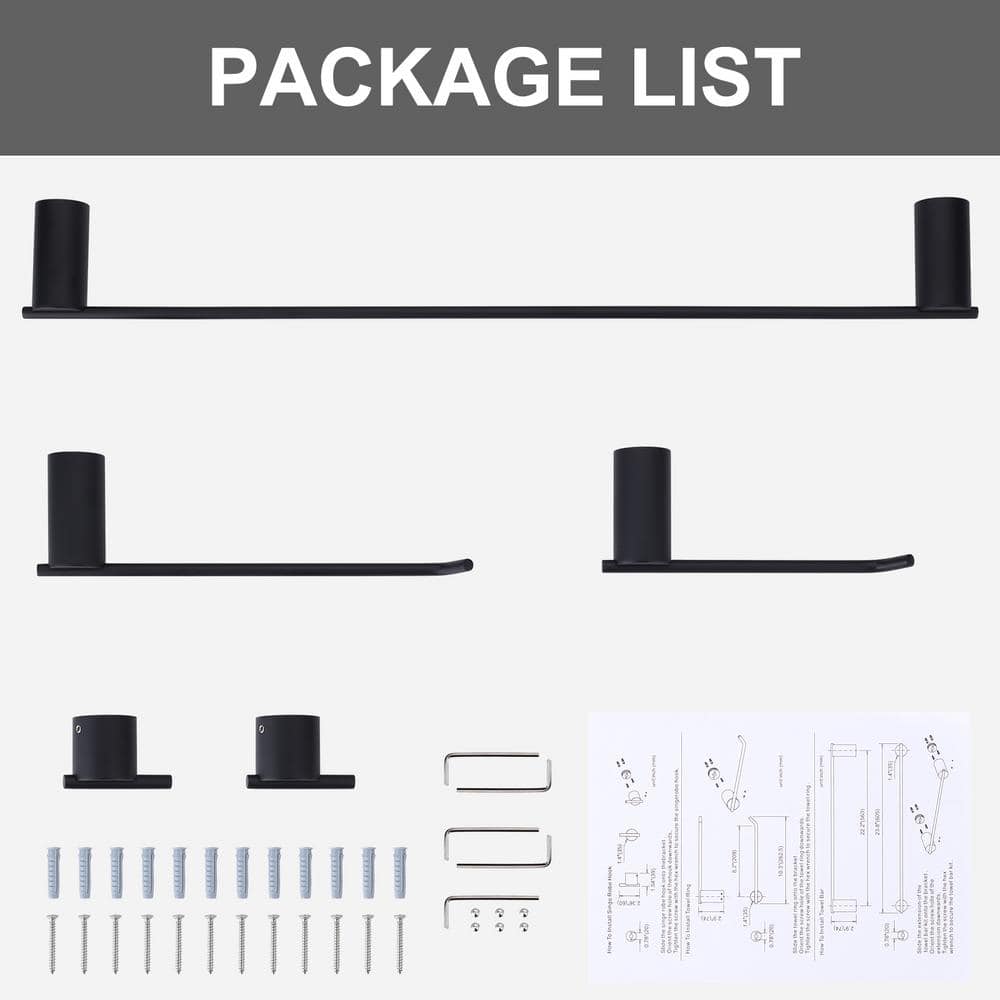 Matte Black 5-Piece Stainless Steel Bathroom Hardware Set