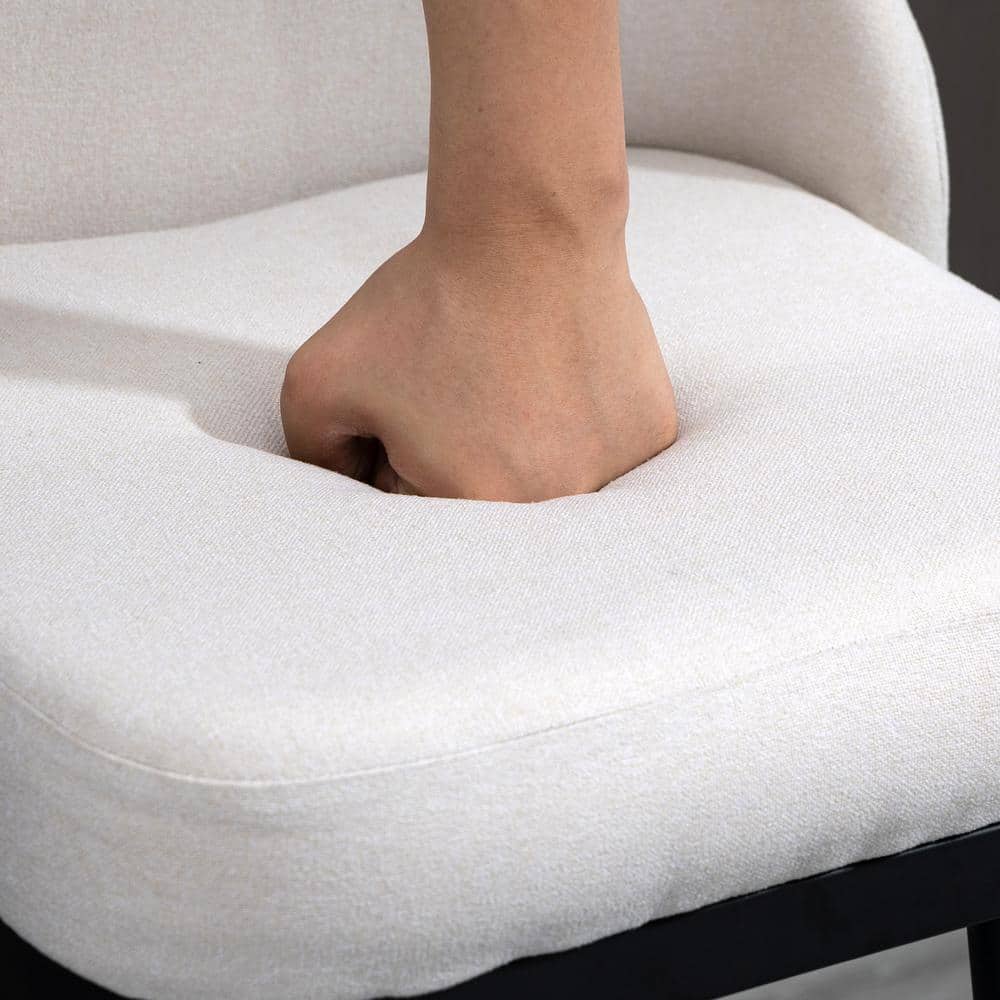 Cream White Swivel Barstools with Steel Legs and Footrest - Set of 2