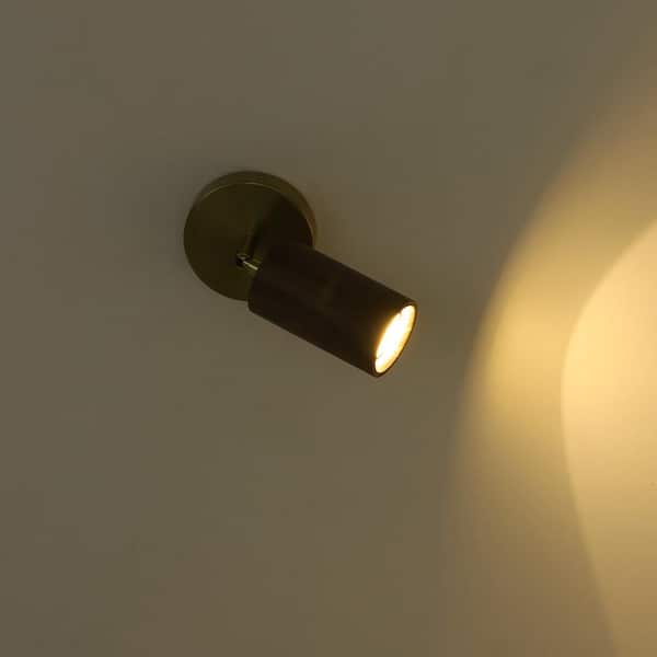 Parroco 1-Light 4.7 in. W 3 ft. Walnut Wood Ceiling Mounted Hardwired  Cylinder Track Lighting Kit with Adjustable Heads