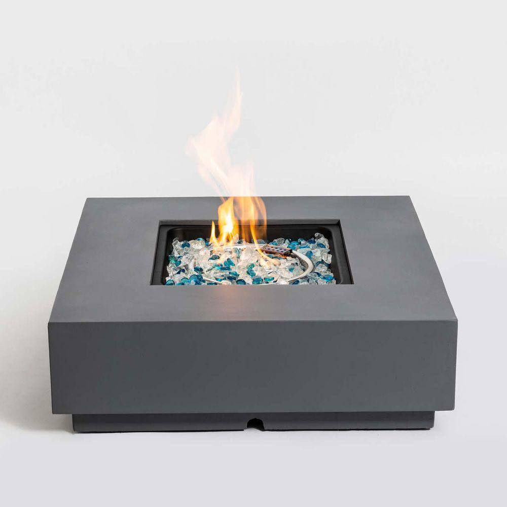 Grey Metal Outdoor Fire Pit Table Propane Fire Pit Patio Gas Fire Pit Table