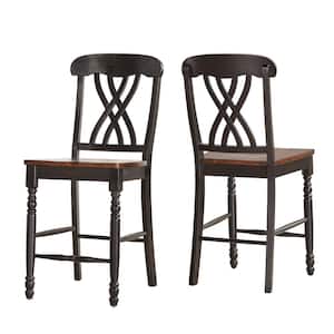 41.93 in Black Antique Two-Tone Counter Height Chairs (Set Of 2)