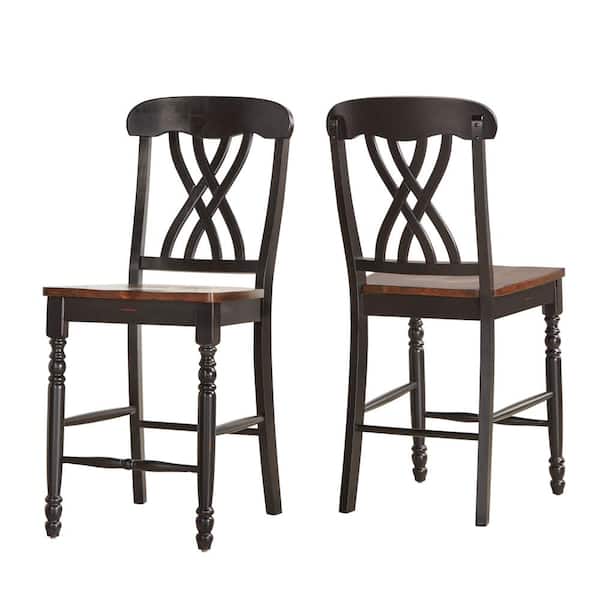 HomeSullivan 41.93 in Black Antique Two-Tone Counter Height Chairs (Set Of 2)