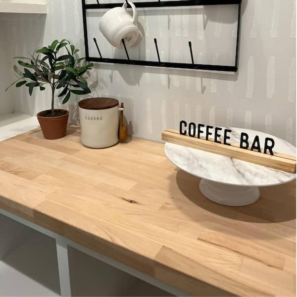 HARDWOOD REFLECTIONS 10 ft. L x 25 in. D Unfinished Alder Solid Wood Butcher Block Countertop With Eased Edge