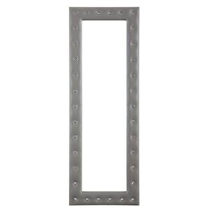 22 in. W x 63 in. H Modern Crystal Tufted Rectangle Framed Gray Leaning Mirror