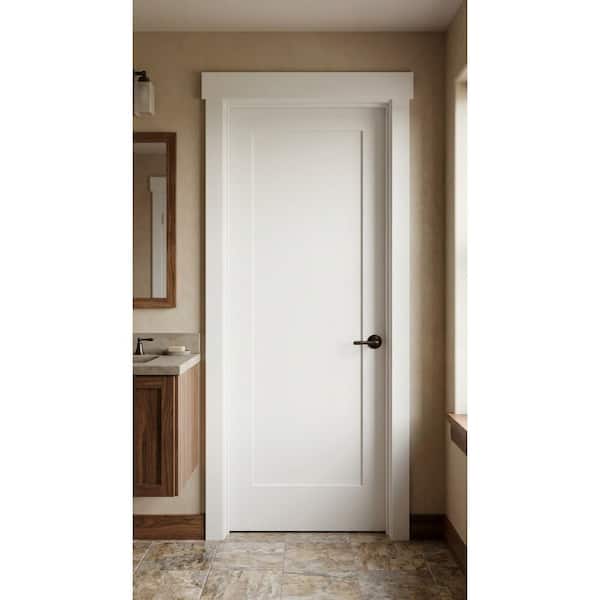 24 in. x 80 in. Shaker 1-Panel Primed Solid Hybrid Core MDF Right-Hand Single Prehung Interior Door