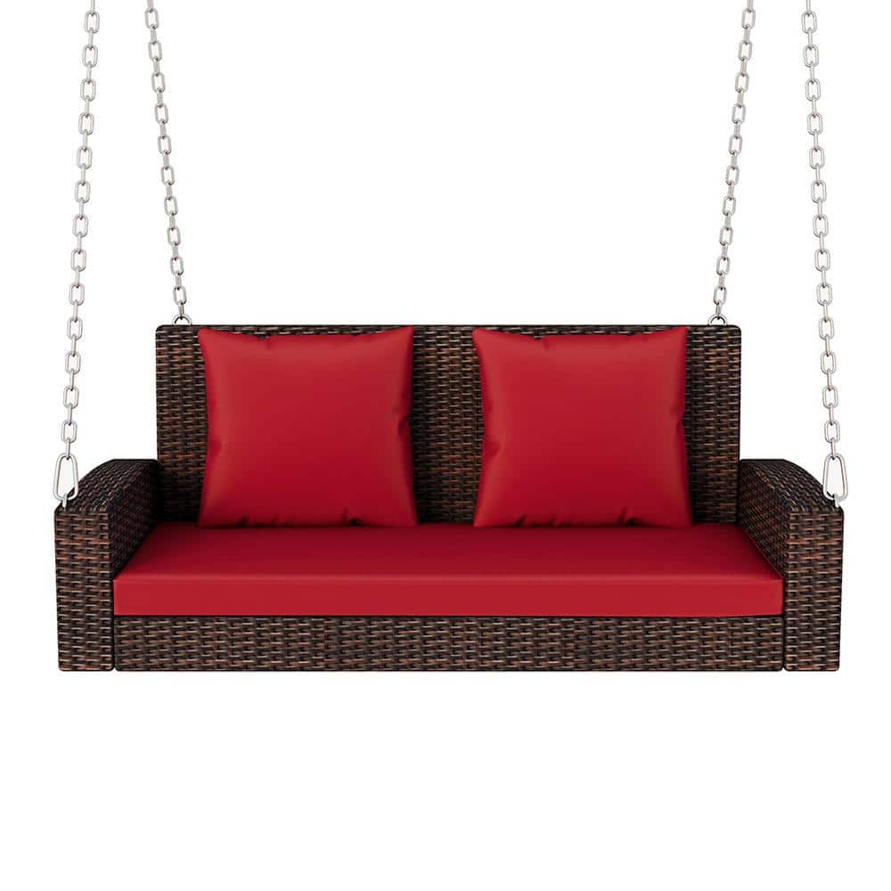 洋楽 Proud Swing x Pawcut What the Neighbors Sudzendf Outdoor 2-Person Brown PE Wicker Hanging Porch