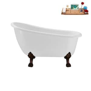 53 in. Acrylic Clawfoot Non-Whirlpool Bathtub in Glossy White with Matte Oil Rubbed Bronze Drain and Clawfeet