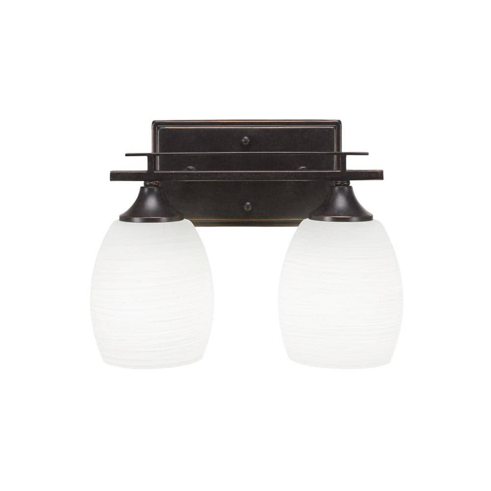Ontario 12 in. 2-Light Dark Granite Vanity Light