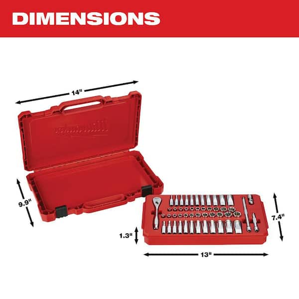 Milwaukee - 1/4 in. Drive SAE/Metric Ratchet and Socket Mechanics Tool Set (50-Piece)