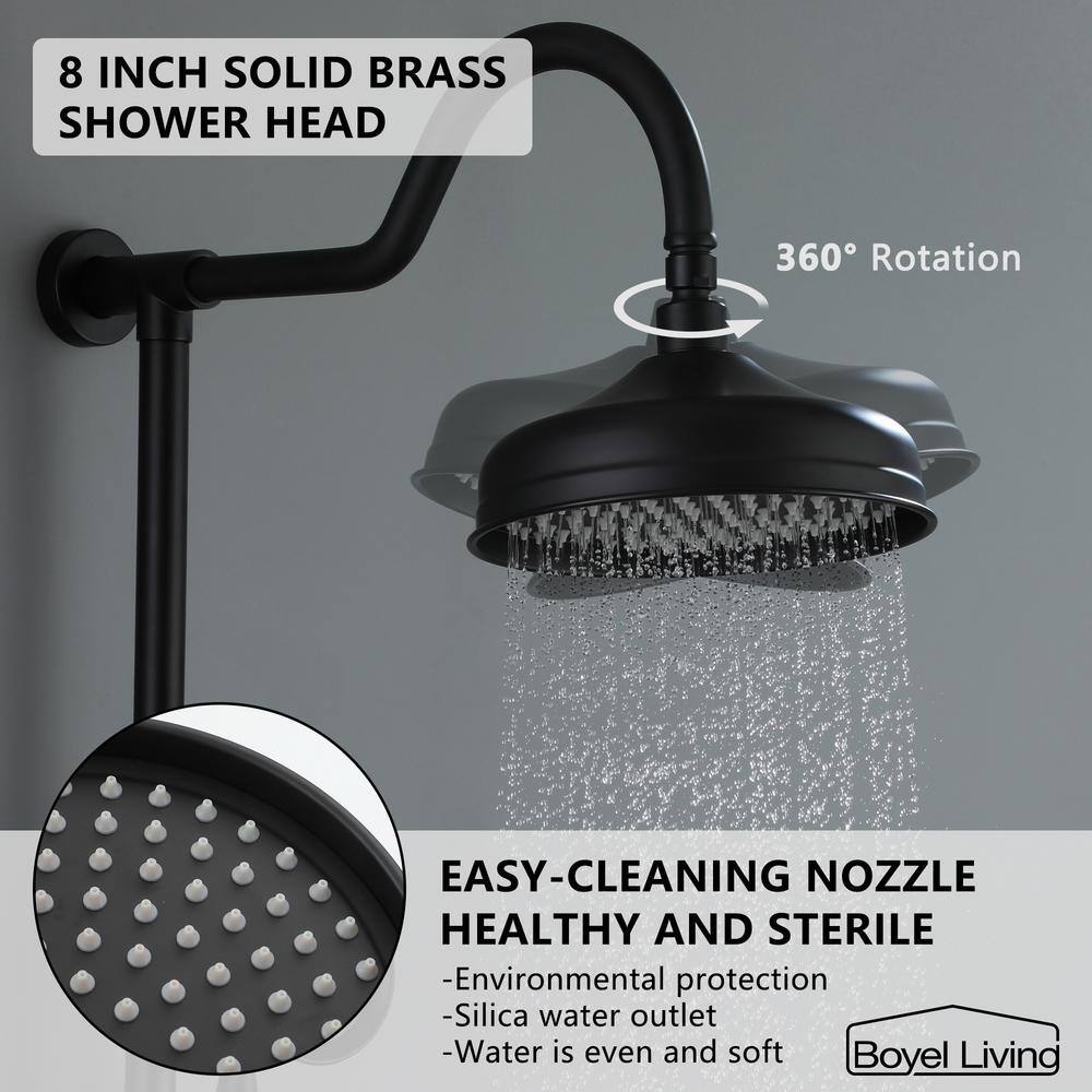 Matte Black Dual Head Rain Shower System with Handheld