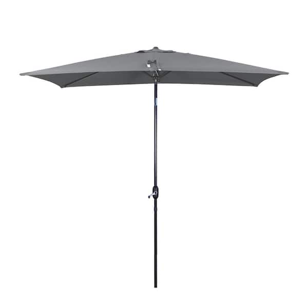 Clihome 10 ft. x 6.5 ft. Rectangular Market Umbrella with Waterproof and UV Resistant in Gray