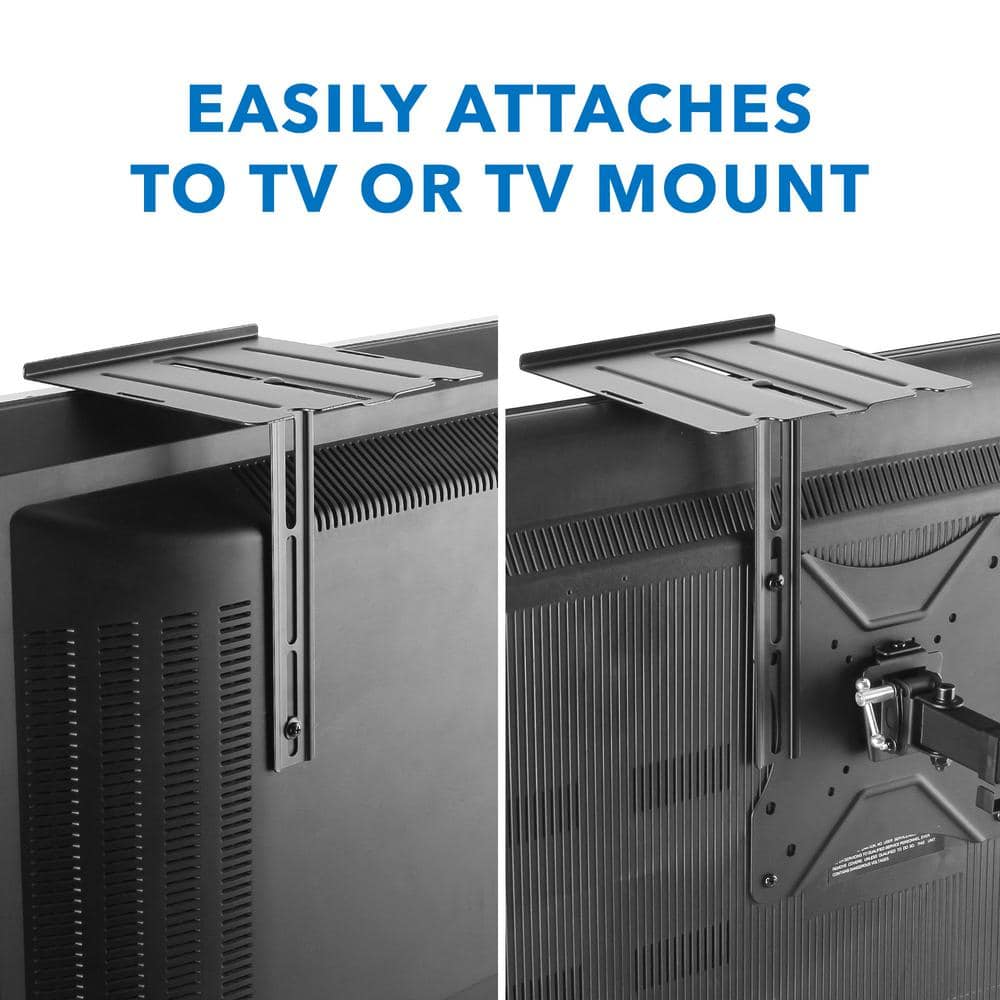 Black Solid Steel Floating Wall-Mounted Shelf for TV Components