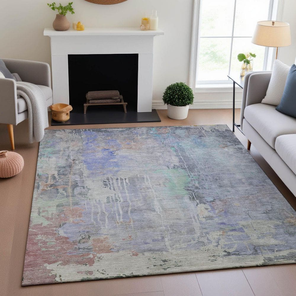 Mayfield Premium Machine Washable Abstract AMF1233 Purple 8 ft. x 10 ft. Area Rug price history on PriceWatchPro